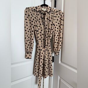 Kate Spade Black Heart Print Long Sleeve Dress